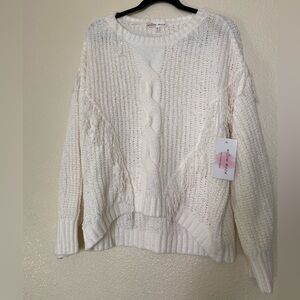 Willow moon White Textured Fringe Sweater Size XL
